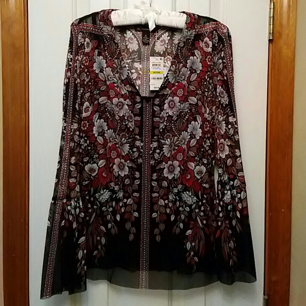 Floral Mesh Blouse M